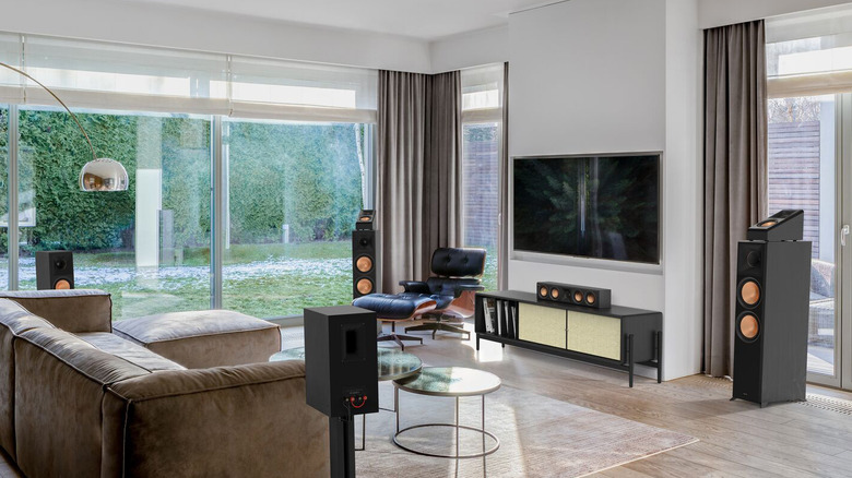 Klipsch 5.0.2 channel surround sound system in living room