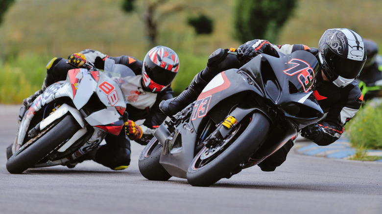 two sport bikes racing