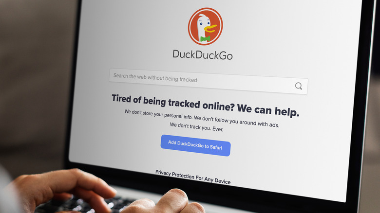 DuckDuckGo web browser on a laptop