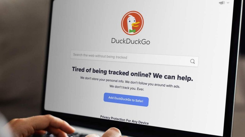 DuckDuckGo website on laptop
