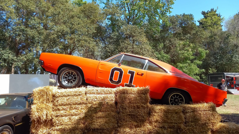 "The Dukes of Hazzard" General Lee car on hay bales