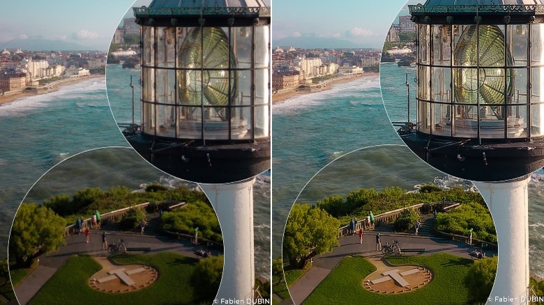 Pre-processing on left; processed on right