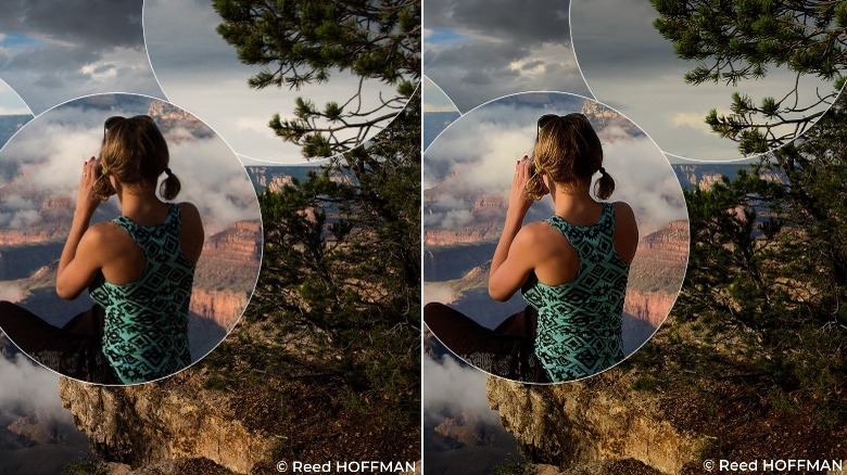 Pre-processing on left; processed on right