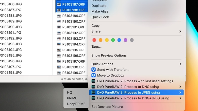 PureRaw 2 Finder integration