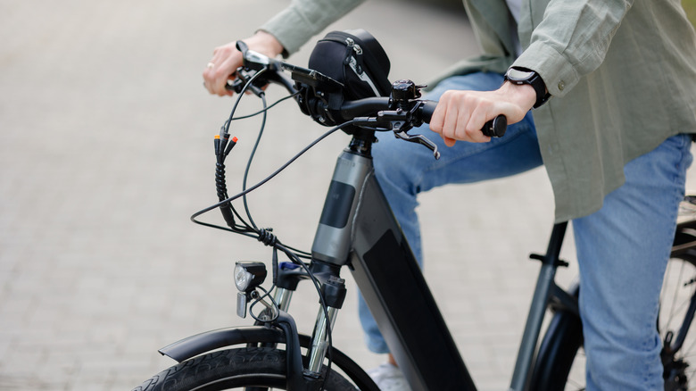A person riding an E-bike.