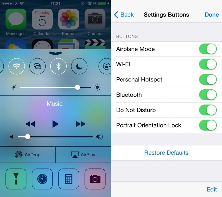 iOS 8 Control Center