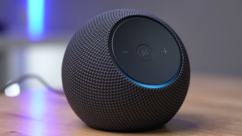 Amazon Echo Dot Max on a wooden surface