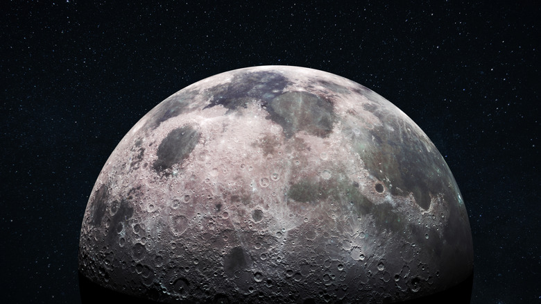 Close-up view of the Moon against starry sky