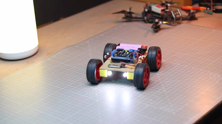 Bluetooth-controlled car with LEDs