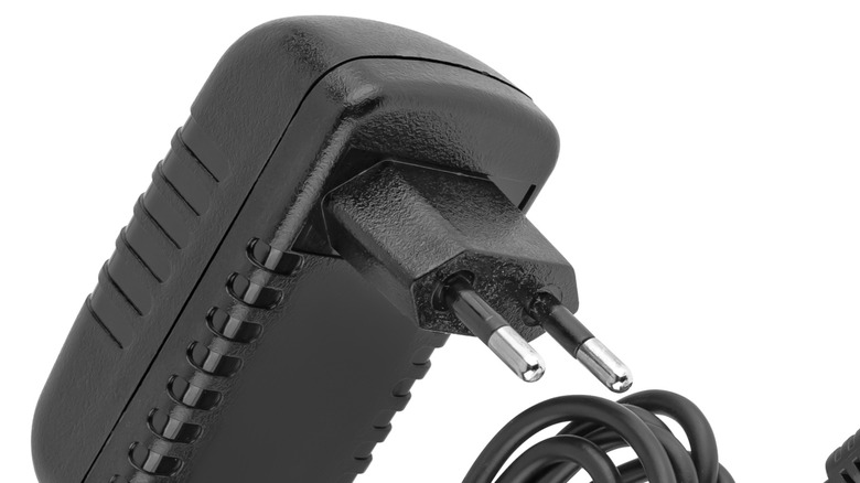 Close-up of Type C wall charger plug with insulated pins
