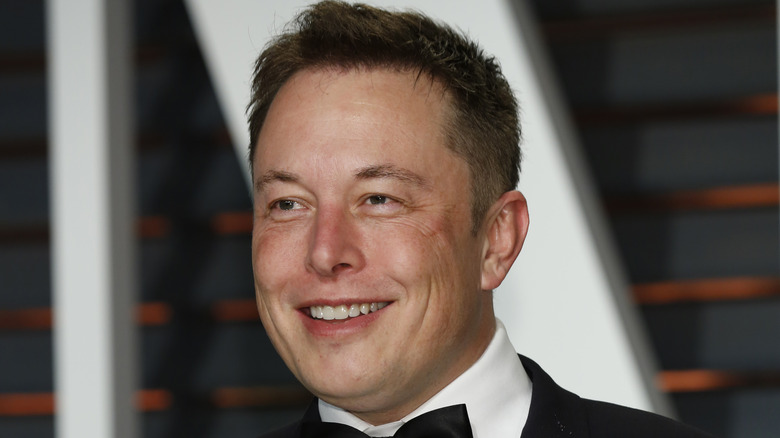 Elon Musk smiling tuxedo