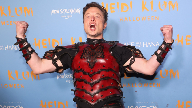 Elon Musk posing in Halloween costume