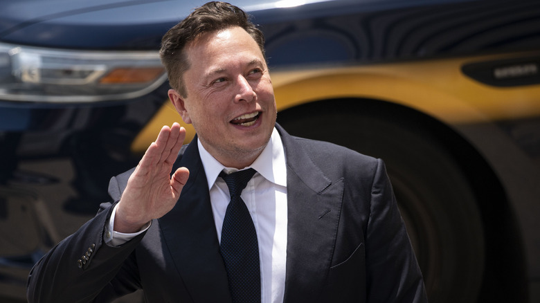 Elon Musk waving