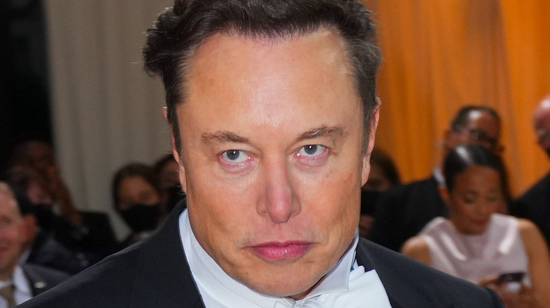 Elon Musk glowering in suit