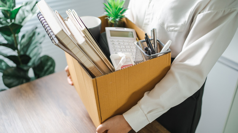 Fired employee things in  box