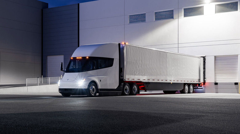 A loaded Tesla Semi electric truck.