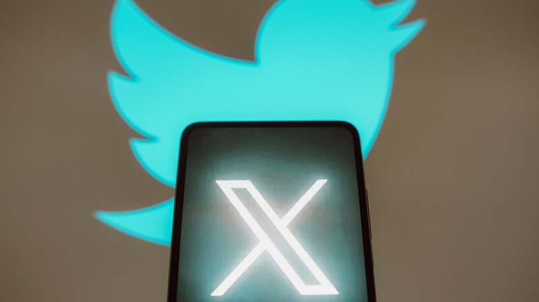 Twitter and X logos