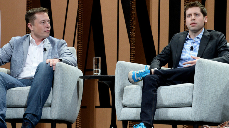 Musk and Altman sitting on stage