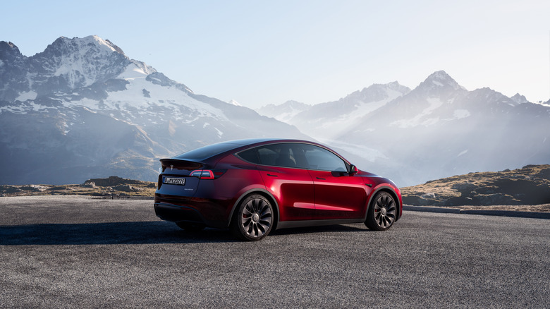 tesla model y midnight cherry red