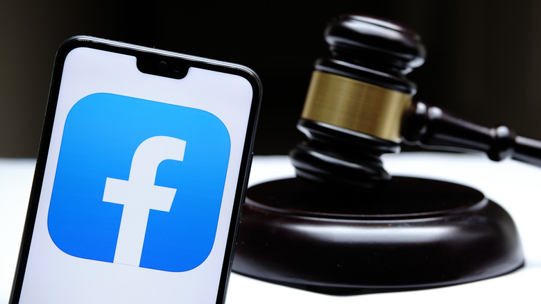 Facebook logo gavel