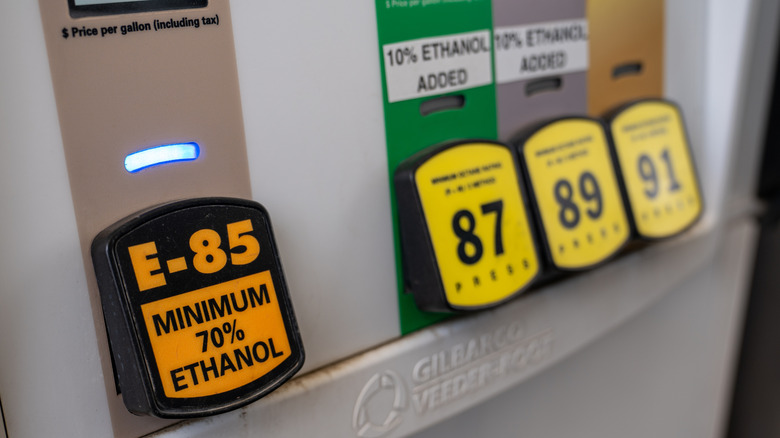 Options for differnt types of gas at station