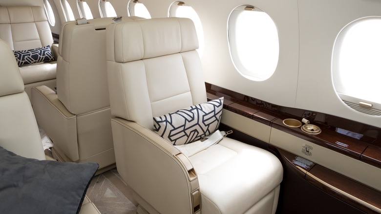 Interior seat of a luxurious private jet