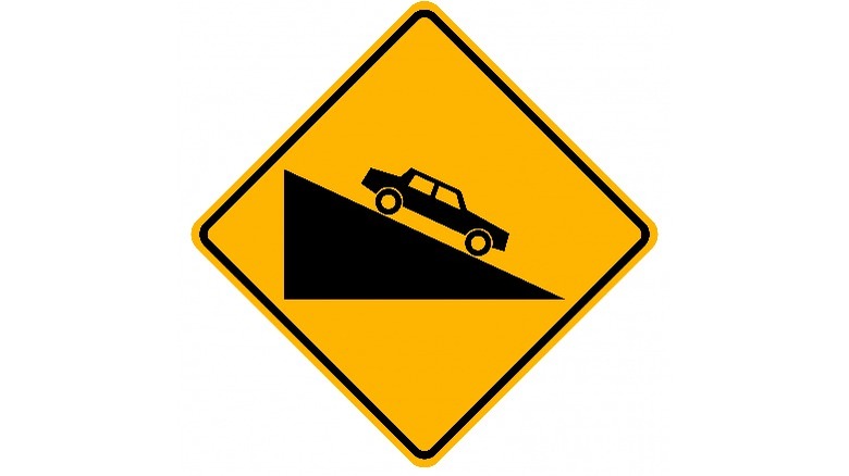 Descent road sign