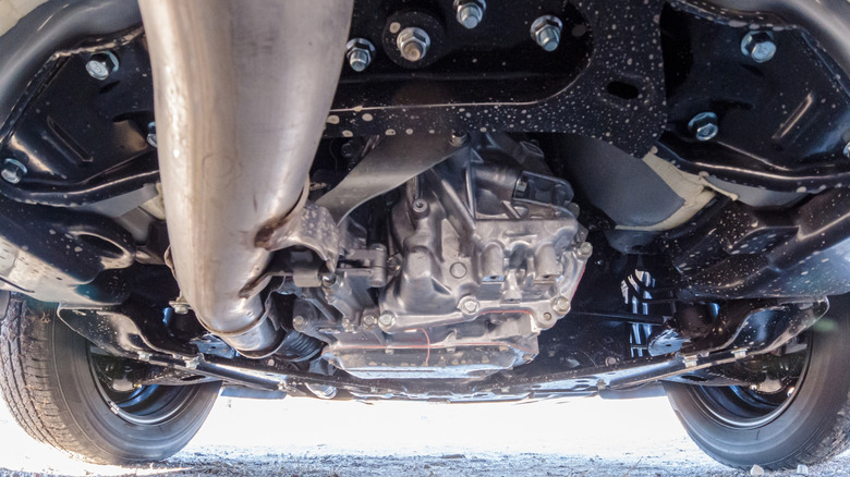Close up of vehicle underside