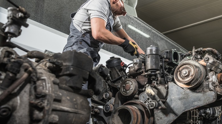 Person working on an engine