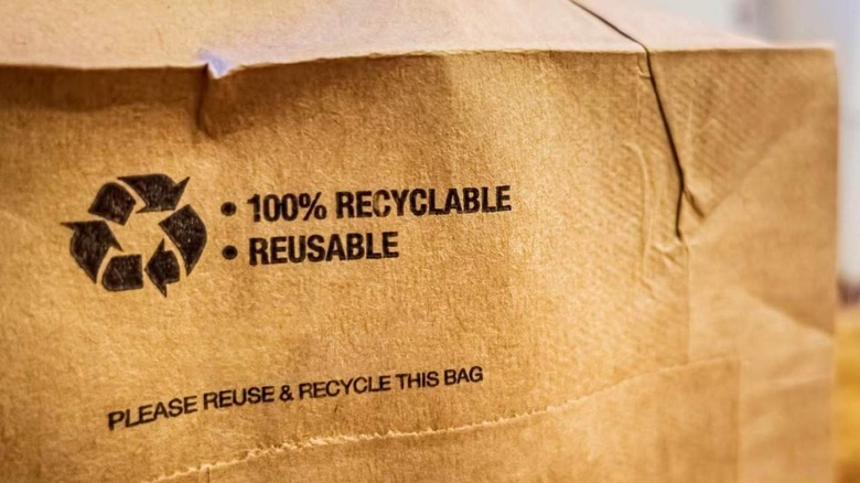 Recycling logo on bag