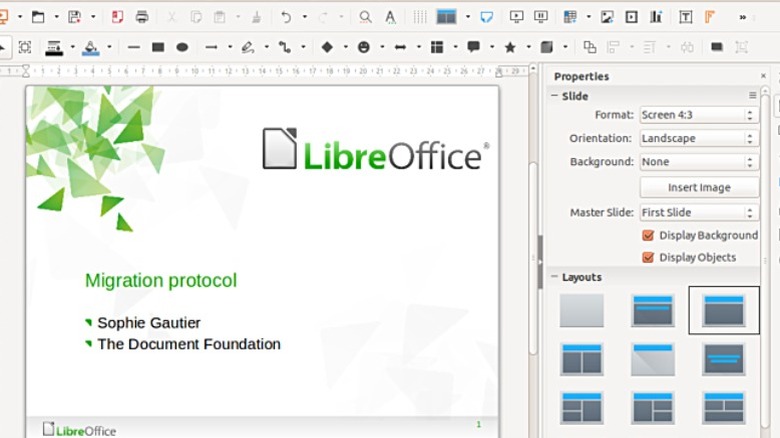 The presentation tool in LibreOffice