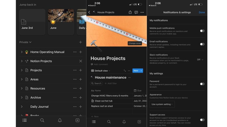 Notion screenshots on iOS