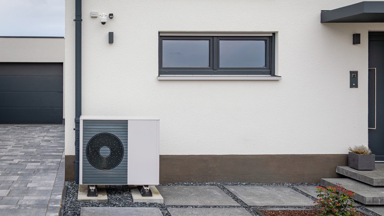 European air conditioner outside home