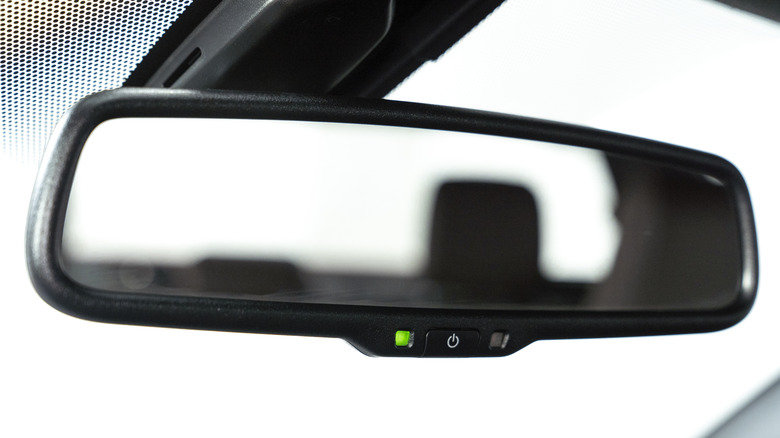 Rear-view mirror of modern car