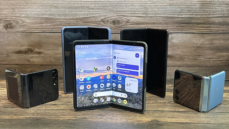 Foldable phones on a table