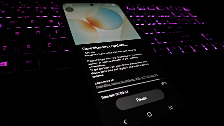 Close-up of a new One UI update ready to be installed on a Samsung phone
