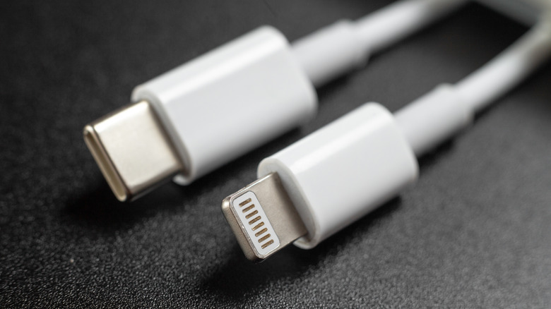 closeup of USB-C and Lightning cables