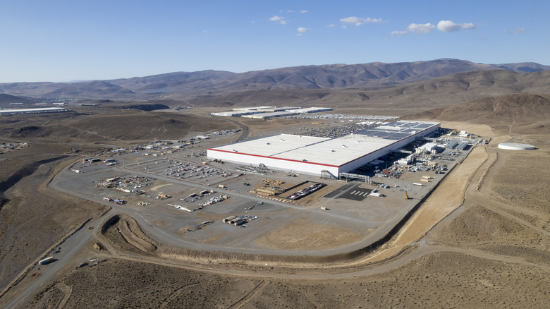 An aerial view of the Tesla gigafactory in Nevada