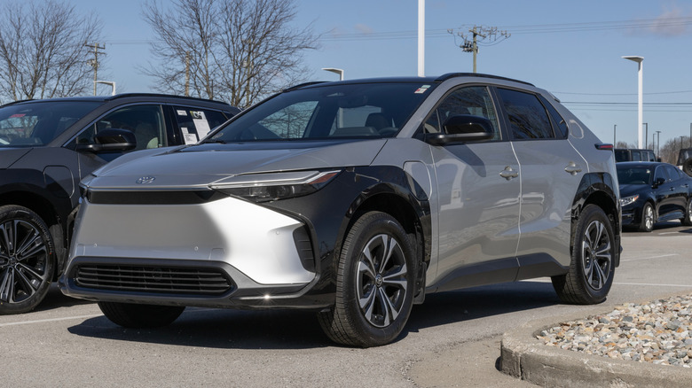Toyota BZ4X EV in a silver colorway