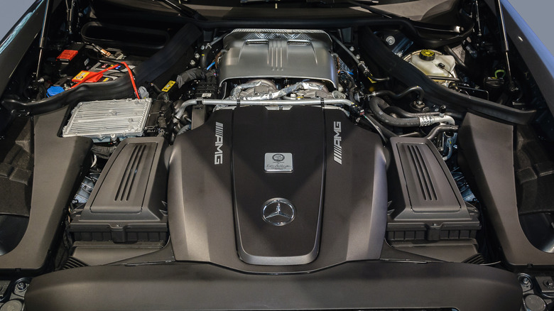 Mercedes-AMG M178 V8 engine in an engine bay