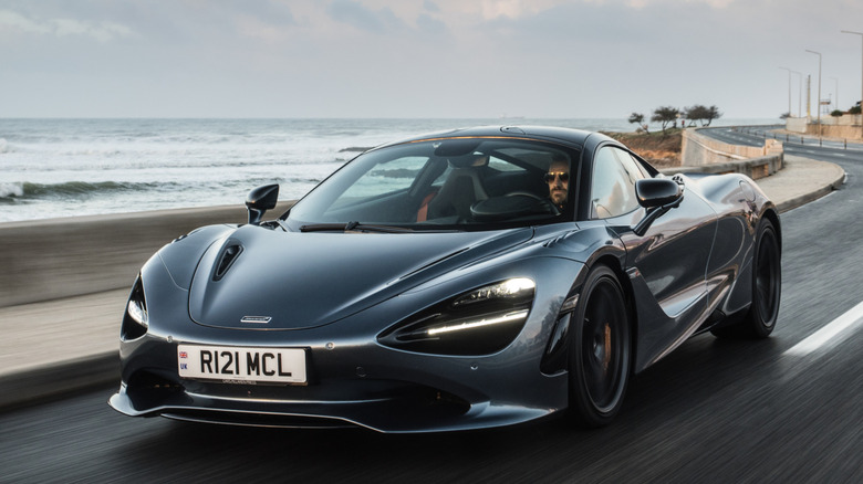 Black McLaren 750S in motion