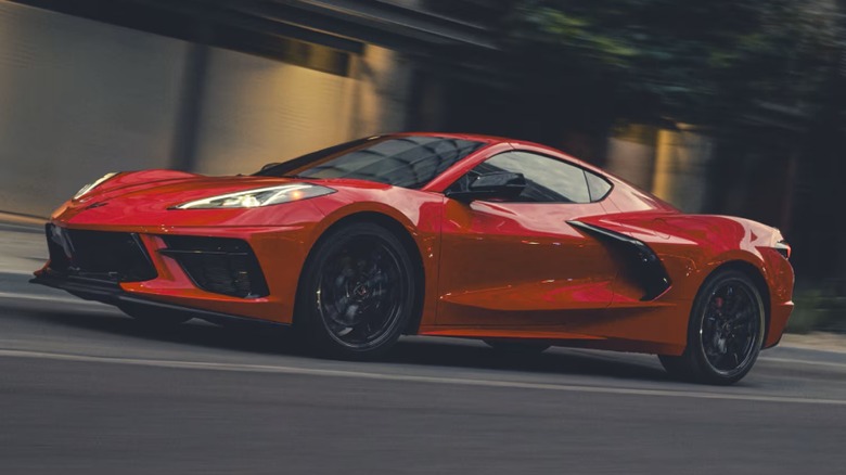 A 2025 Chevrolet Corvette Stingray in red color