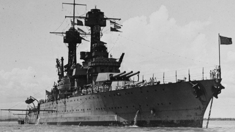 The USS Tennessee anchored off the coast of Cuba in 1921