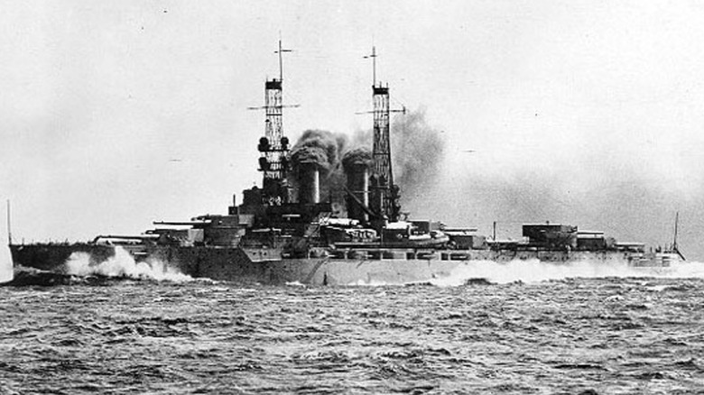 The USS Wyoming underway at sea in 1912 or 1913