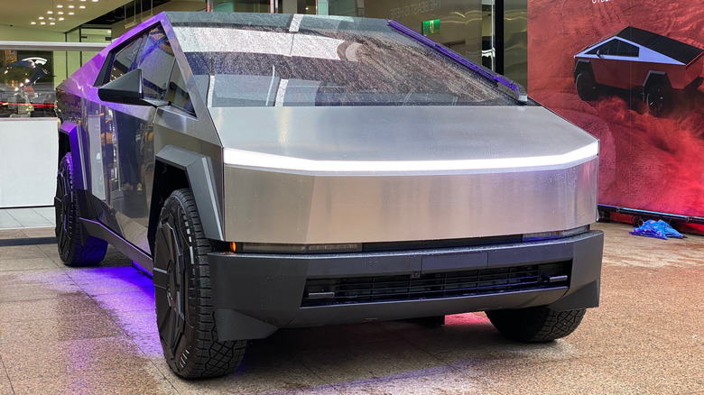 A display Cybertruck on display