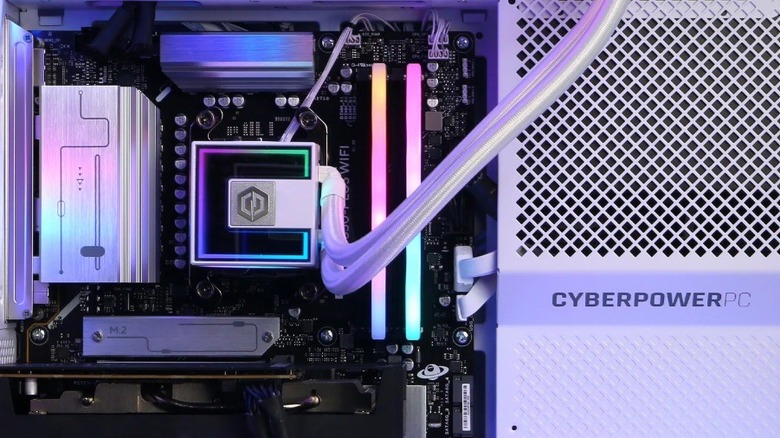 Close up of Cyberpower PC gaming PC interior components