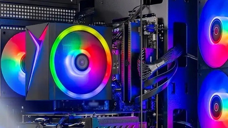 Closeup of Skytech Crystal gaming desktop interior components