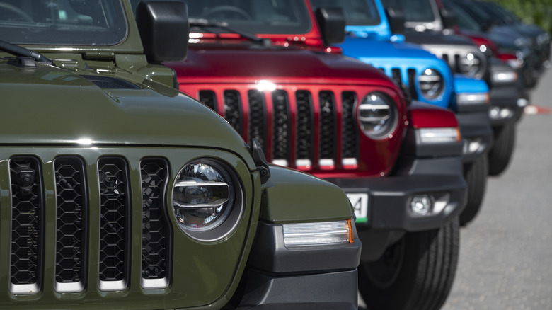 Jeep Wranglers parked