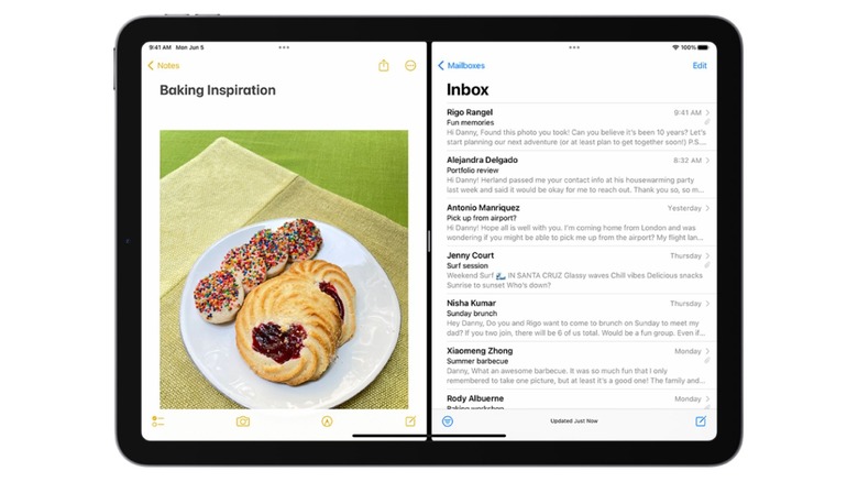two ipad apps open in split view