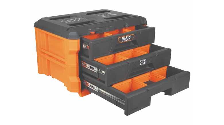 Klein Tools' Three Drawer Toolbox with all three drawers opened